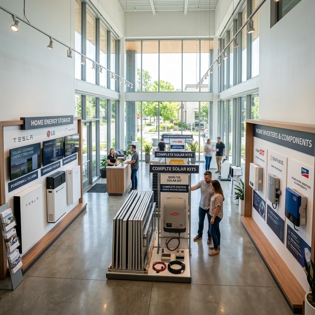 Modern bright retail showroom display store products